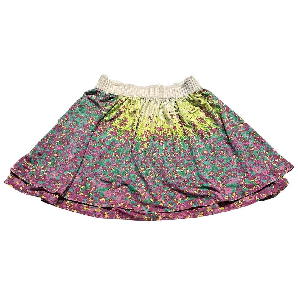 ECI Floral Fairy Stretch Layered Skirt Flounce Elastic Waist Womens Med spring